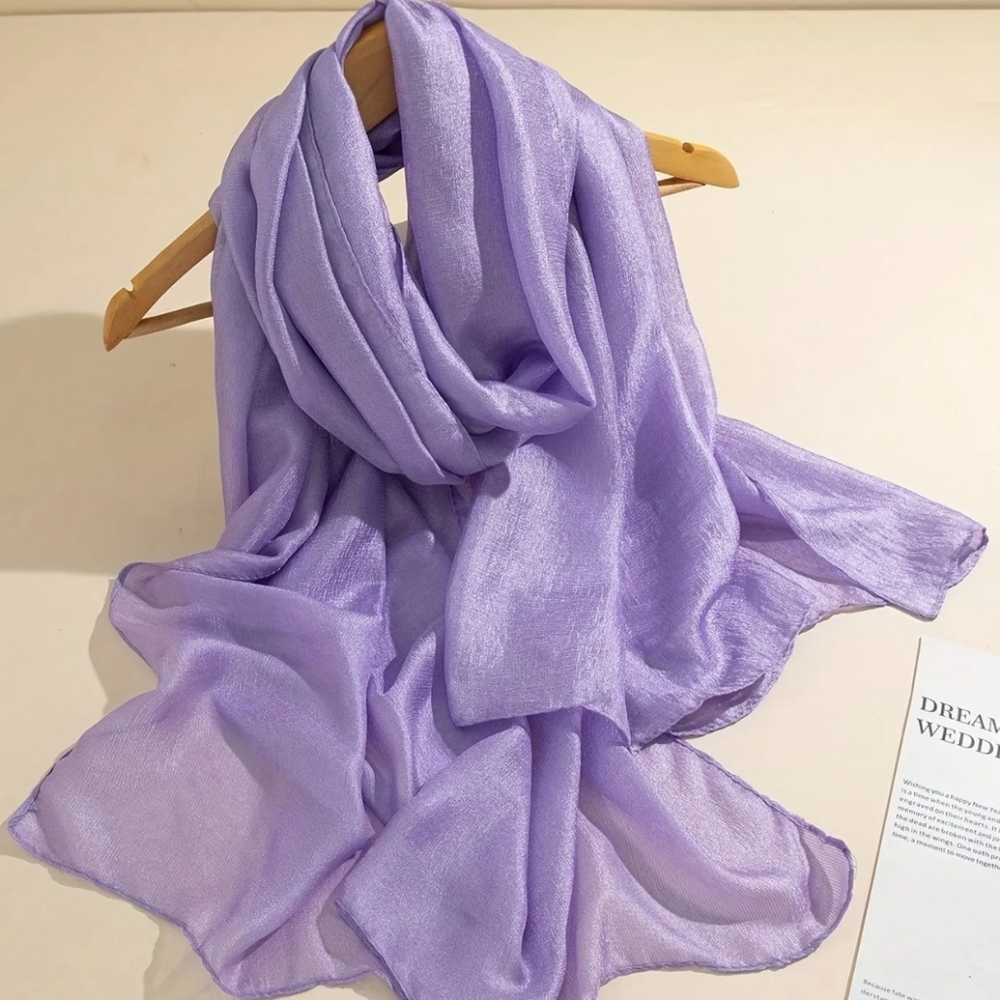Scarf Women's Lightweight Chiffon Silklike Texture Light Purple